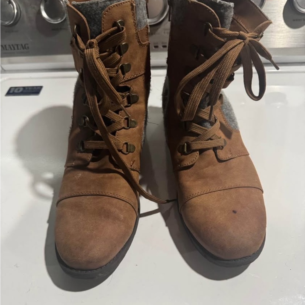Brown Lace-Up Ankle Boots
